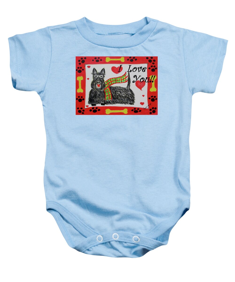 Scottie Baby Onesie featuring the painting Puppy Love by Diane Pape