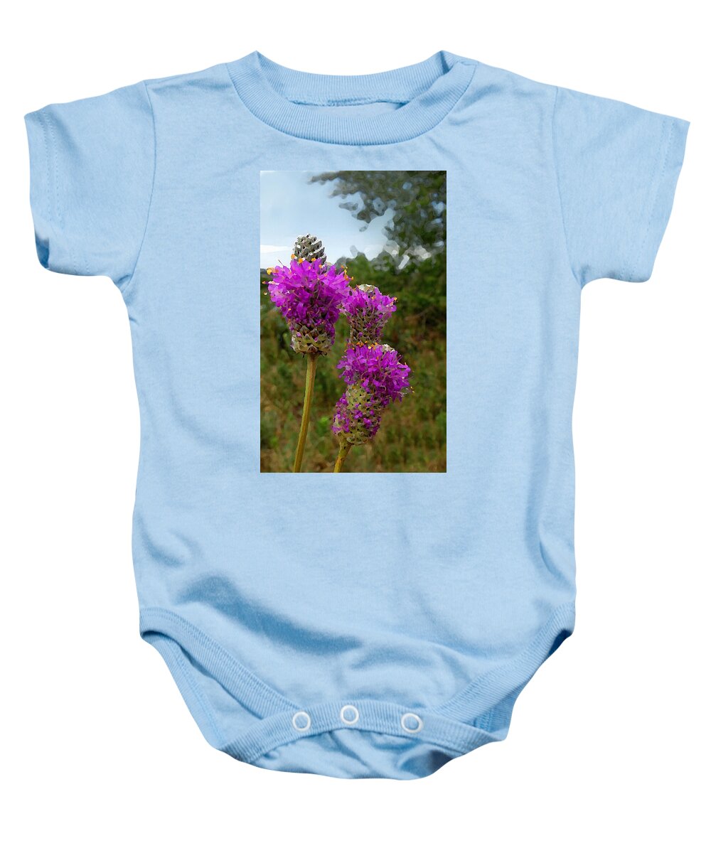 Botanical Baby Onesie featuring the mixed media Purple Prairie Clover by Shelli Fitzpatrick