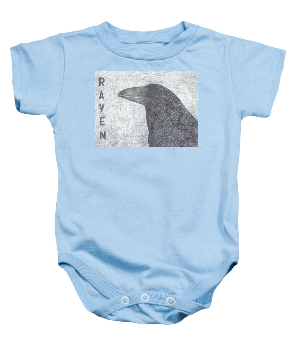 Raven Profile Baby Onesie featuring the painting Raven by Gerry High