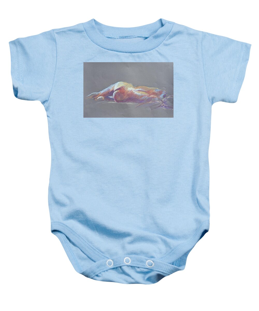 Full Body Baby Onesie featuring the painting Reclining study 5 by Barbara Pease