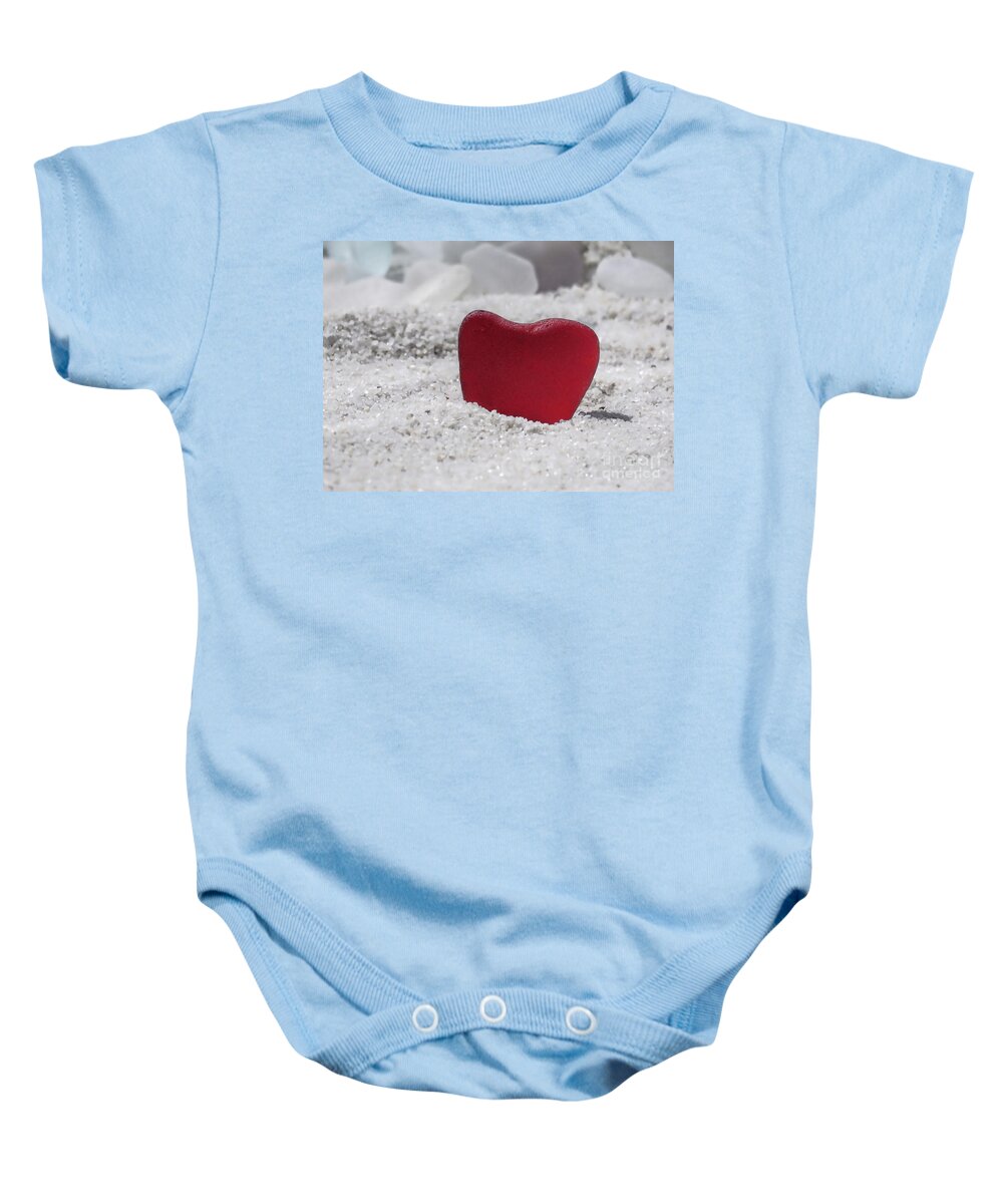 Love Baby Onesie featuring the photograph Red Sea Glass by Janice Drew