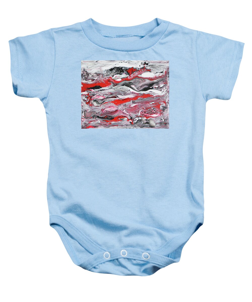 Red Baby Onesie featuring the painting Red Strata by Madeleine Arnett