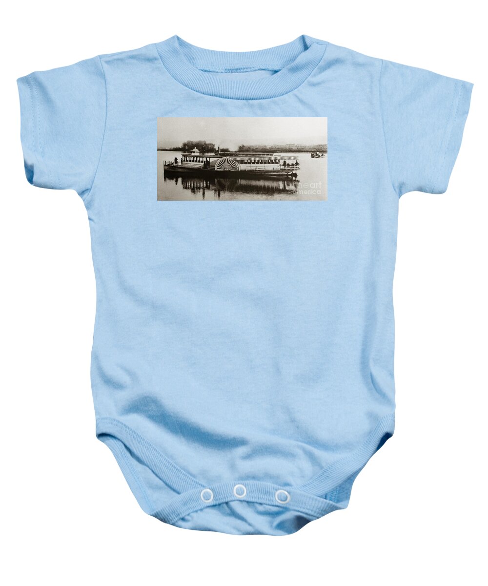Riverboat Baby Onesie featuring the photograph Riverboat Mayflower of Plymouth  Susquehanna River near Wilkes Barre Pennsylvania late 1800s by Arthur Miller
