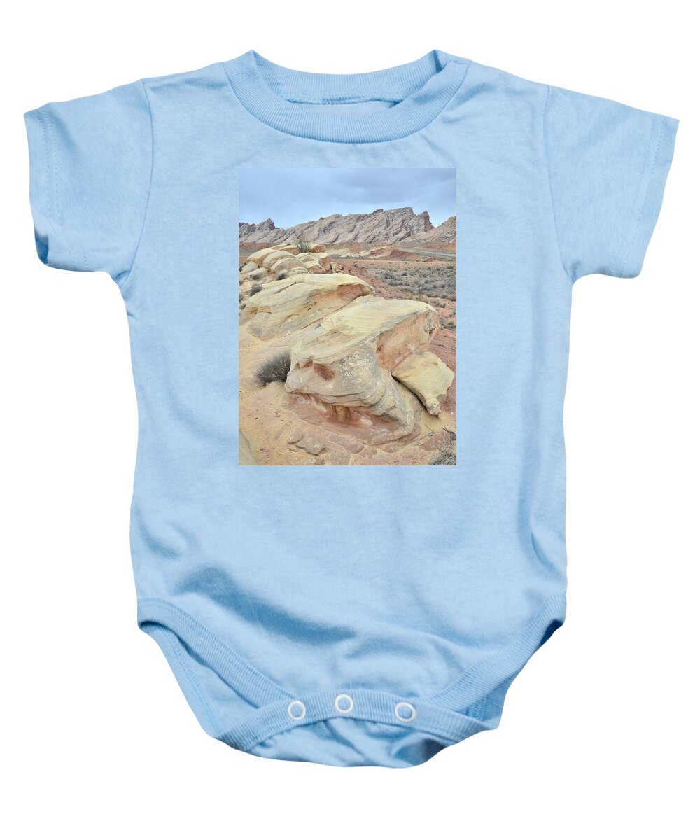 San Rafael Swell Baby Onesie featuring the photograph Roadside Sandstone along I-70 near San Rafael Swell by Ray Mathis