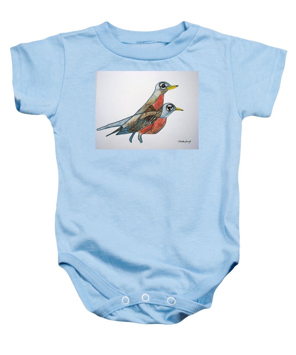  Baby Onesie featuring the painting Robins Partner by Patricia Arroyo