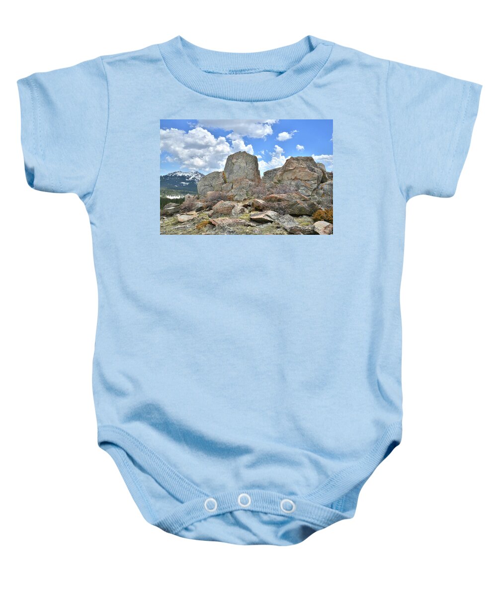 Wyoming Baby Onesie featuring the photograph Rock Cropping at Big Horn Pass by Ray Mathis