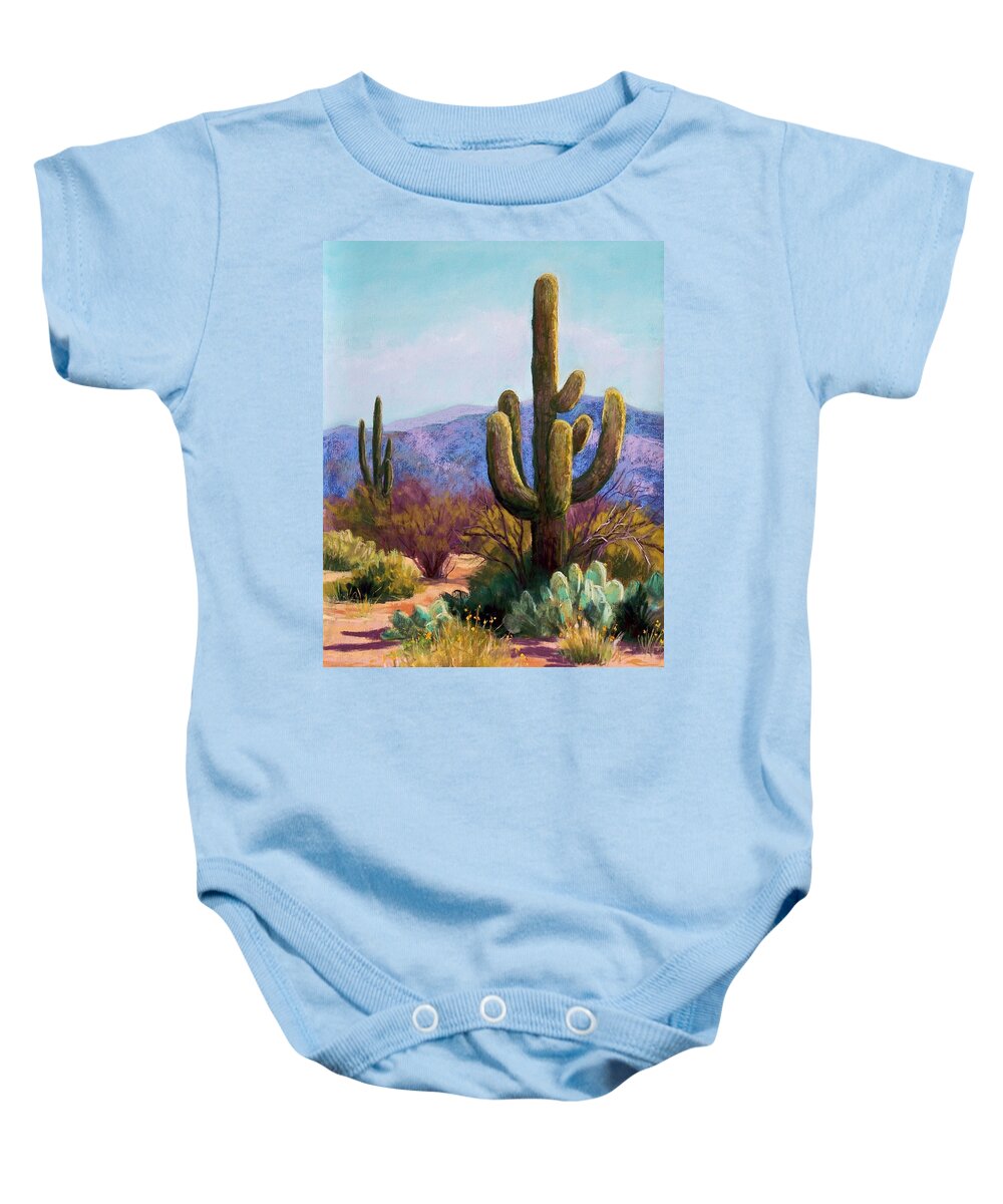 Saguaro Baby Onesie featuring the pastel Saguaro by Candy Mayer