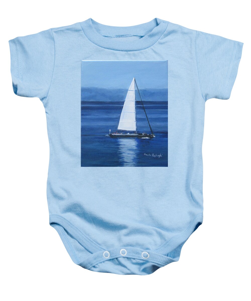 Acrylic Baby Onesie featuring the painting Sailing The Blues by Paula Pagliughi