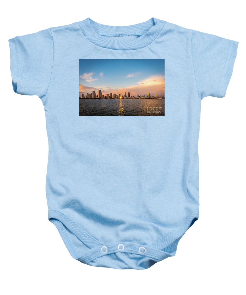 Clouds Baby Onesie featuring the photograph San Diego Skyline Reflections by David Levin