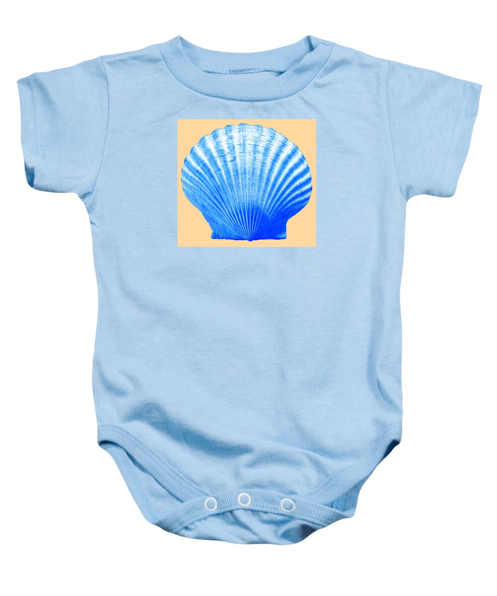 Sea Baby Onesie featuring the photograph Sea Shell -Blue on Sand by WAZgriffin Digital