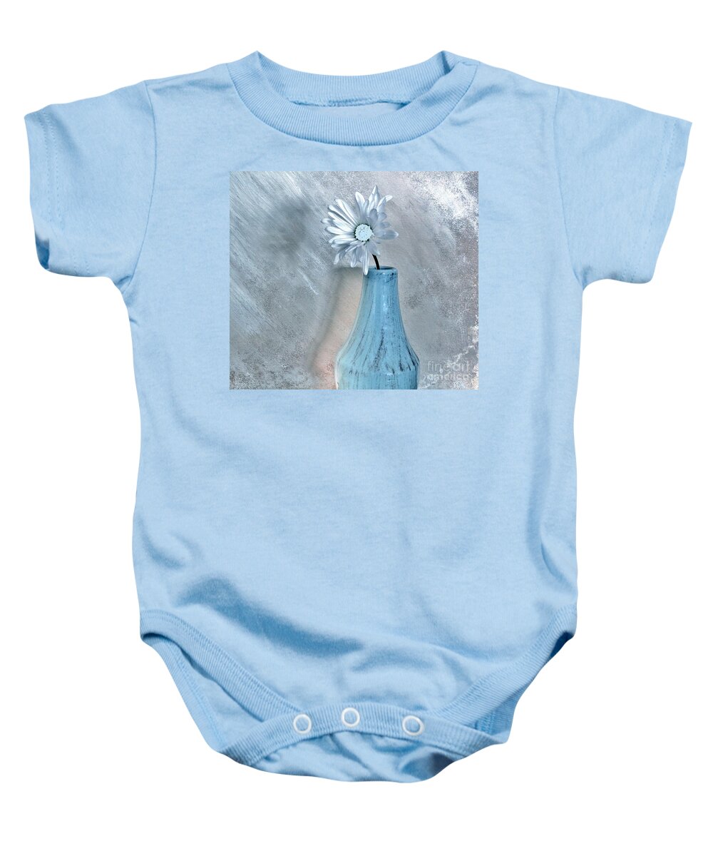 Photo Baby Onesie featuring the photograph Silver Daisy Whimsical Flower by Marsha Heiken