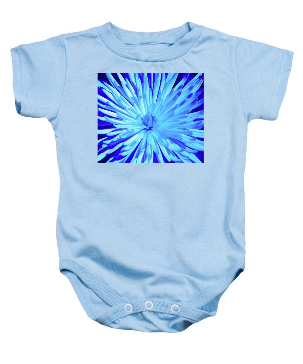 Chrysanthemum Baby Onesie featuring the photograph Simply Blue Starburst by Aimee L Maher ALM GALLERY