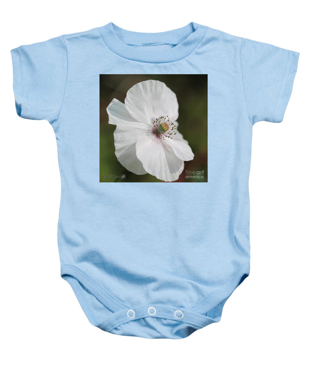 Mccombie Baby Onesie featuring the photograph Single White Poppy from the Angel's Choir Mix by J McCombie
