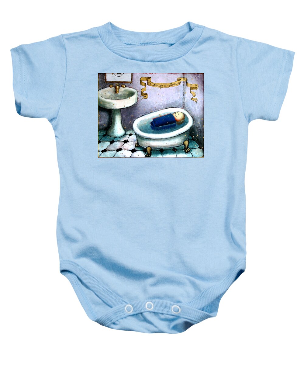 Doll Baby Onesie featuring the painting Sinking or Floating by Pauline Lim