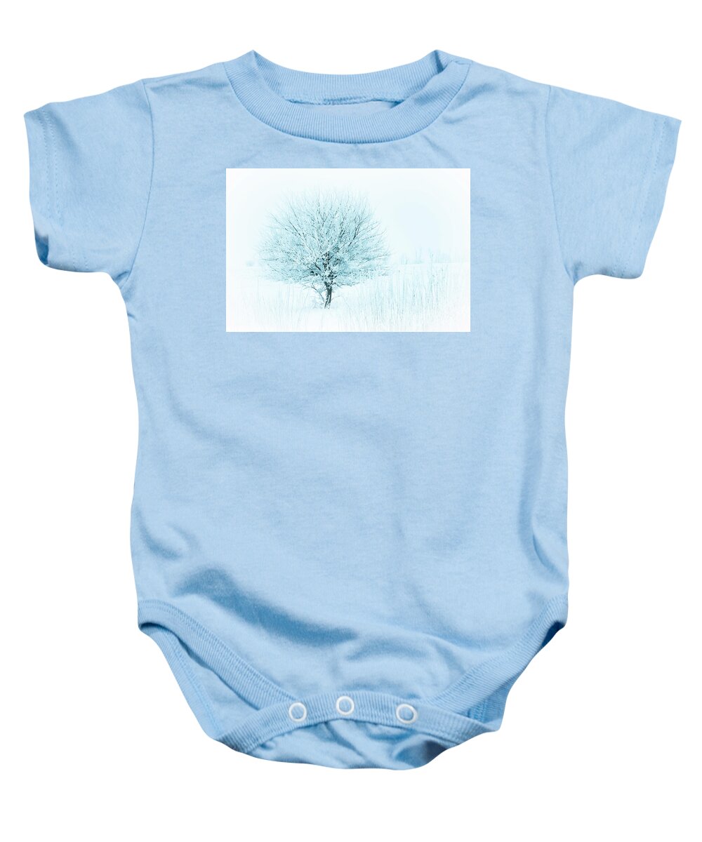 Winter Baby Onesie featuring the photograph Snow Field Tree by Troy Stapek