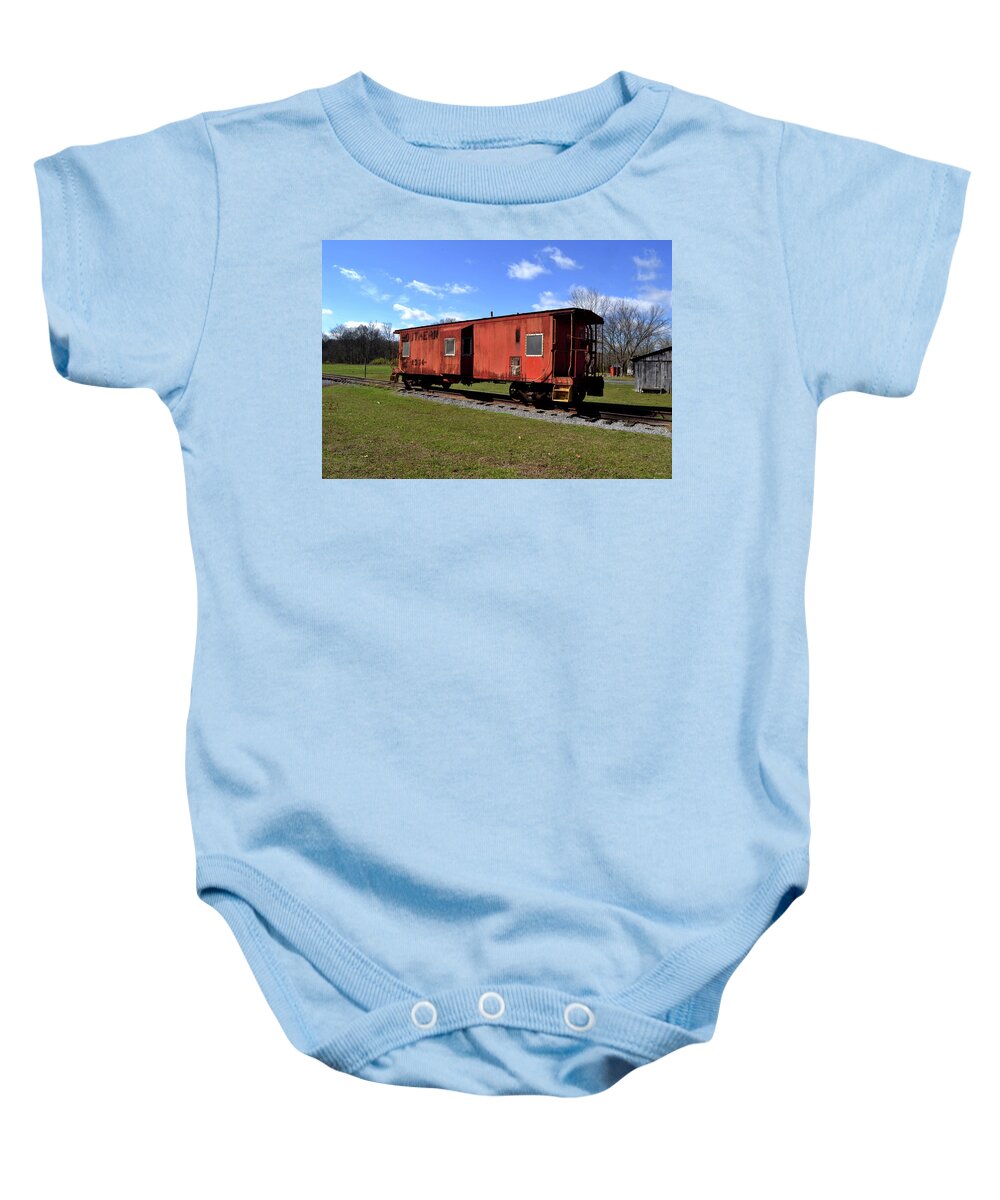 Caboose Baby Onesie featuring the photograph Southern Railroad Caboose 001 by George Bostian