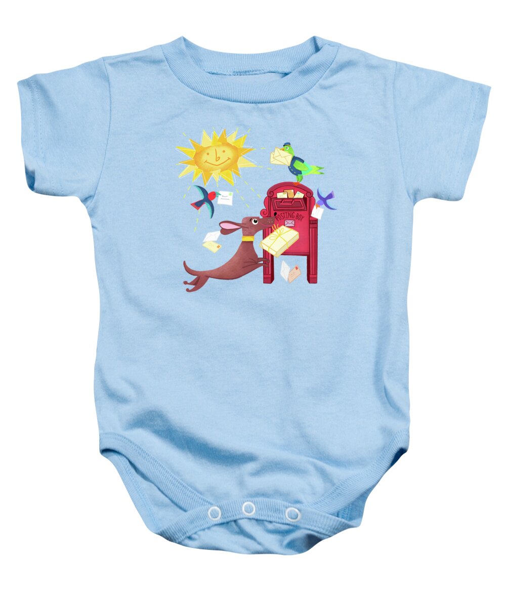 Mail Baby Onesie featuring the digital art Special Delivery by Little Bunny Sunshine