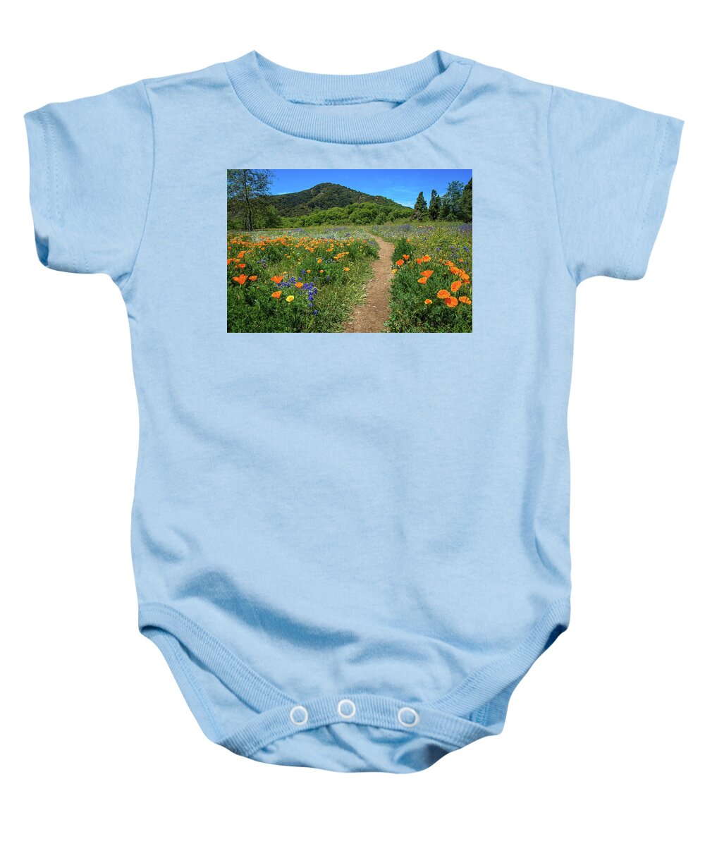 Wildflowers Baby Onesie featuring the photograph Spring Wildflower Pathway by Lynn Bauer
