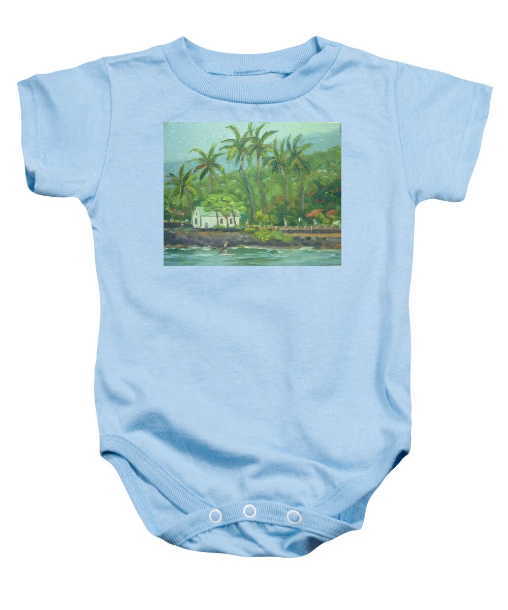 Landscape Baby Onesie featuring the painting St. Peters Church by Stan Chraminski