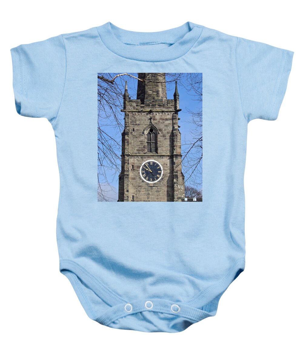 Europe Baby Onesie featuring the photograph St Wystan's Bell Tower by Rod Johnson