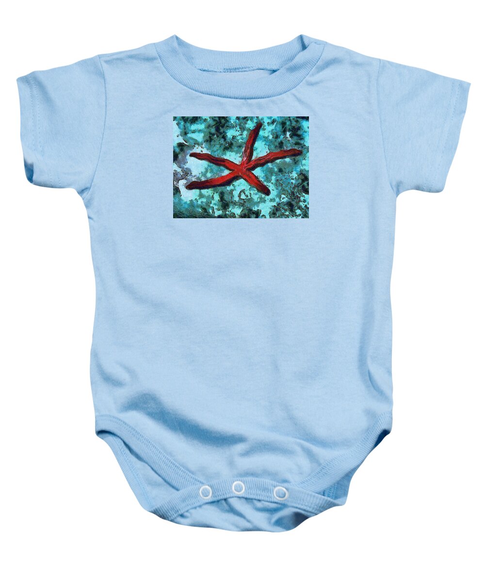 Starfish Baby Onesie featuring the photograph Starfish on a glass by Ashish Agarwal