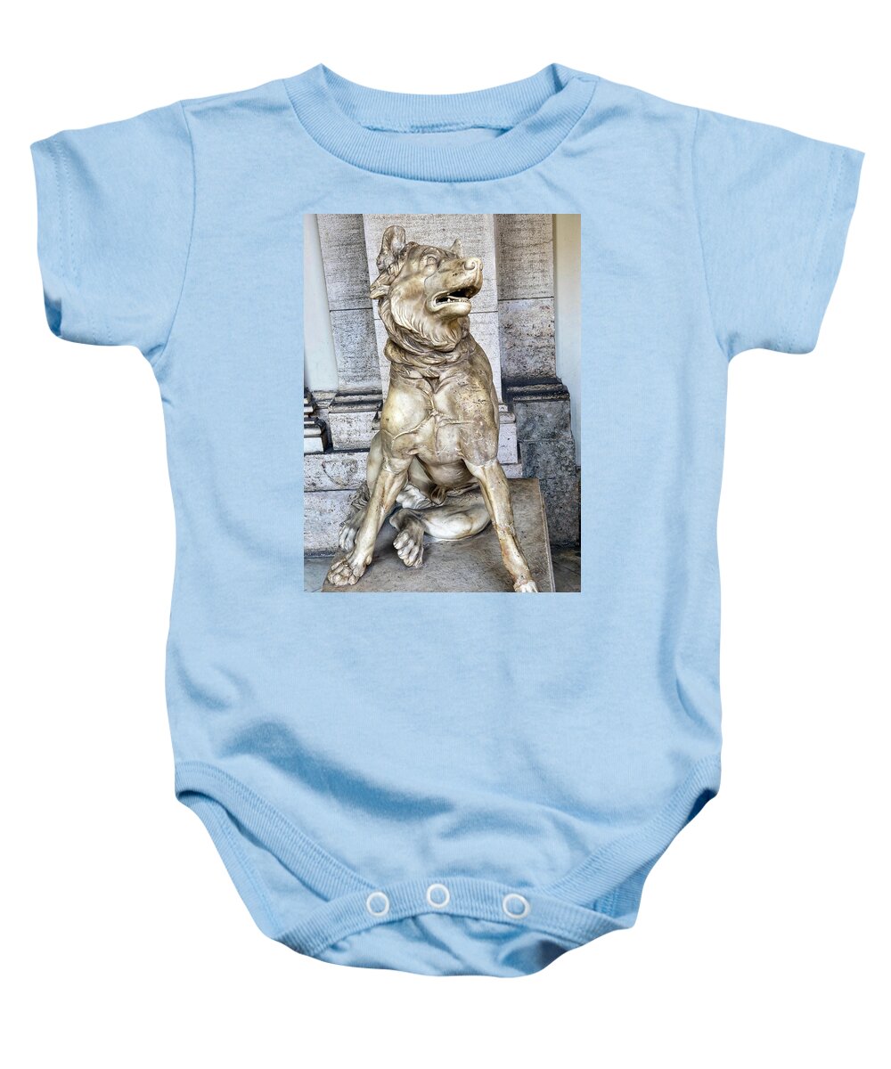 Vatican Baby Onesie featuring the photograph Statue Of A Molossian Hound At The Vatican Museum by Rick Rosenshein
