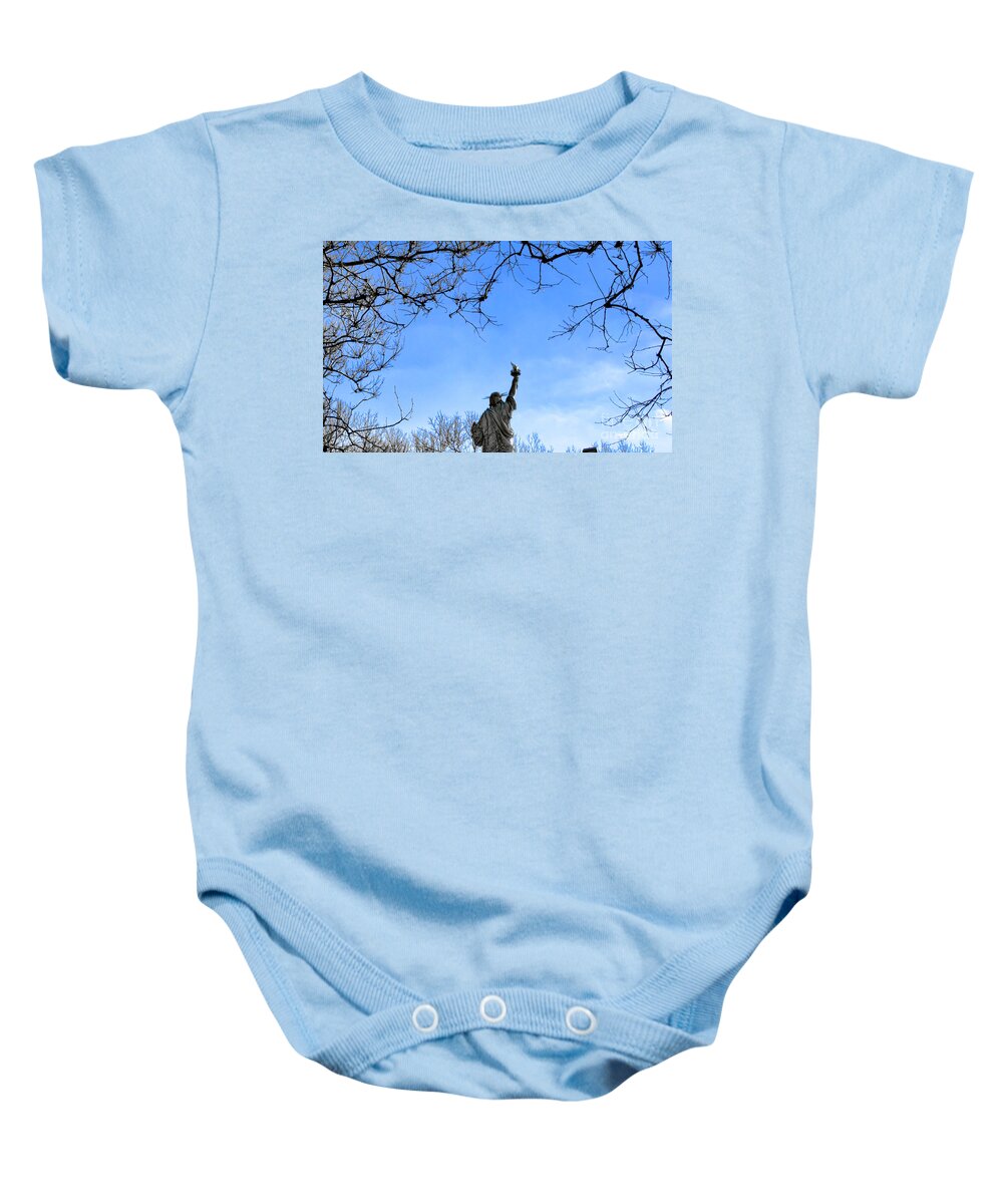 Statue Of Liberty Baby Onesie featuring the photograph Statue of Liberty Back View by Chuck Kuhn