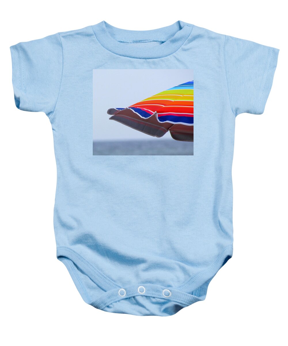 Stripes Baby Onesie featuring the photograph Seaside Stripes by Lori Lafargue