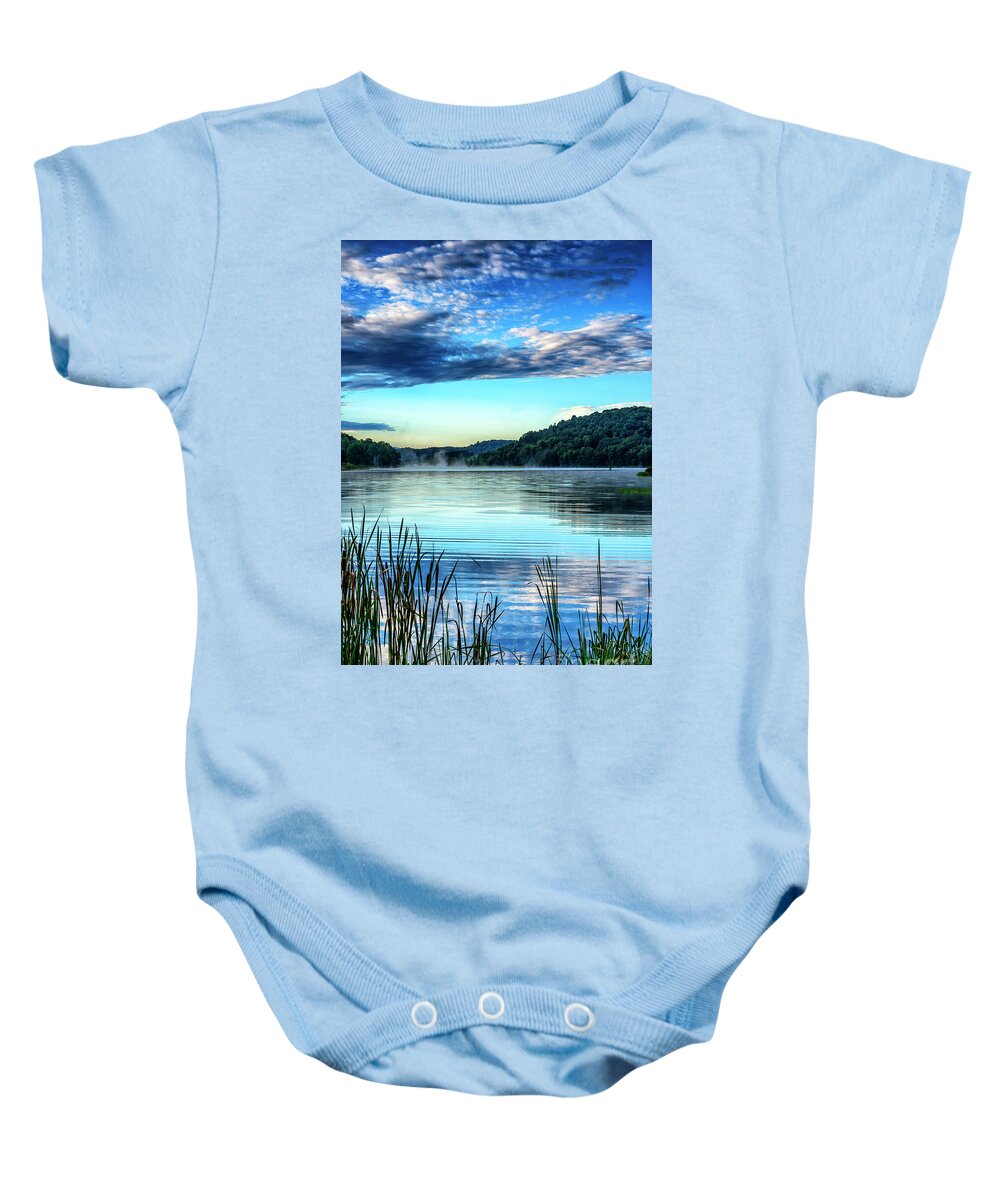 Big Ditch Lake Baby Onesie featuring the photograph Summer Morning on the Lake by Thomas R Fletcher