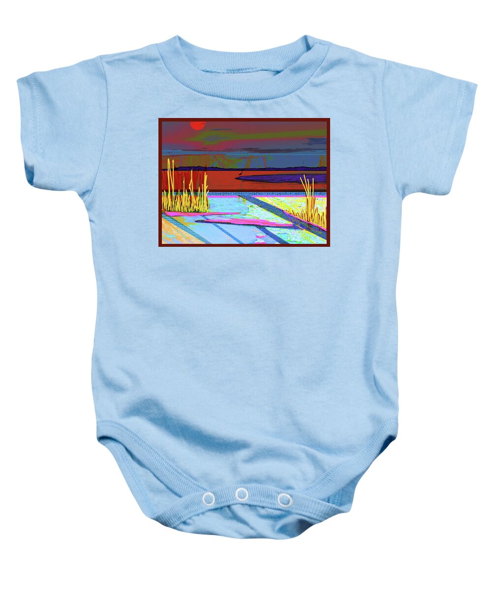 Swamp Baby Onesie featuring the digital art Sunset Pond by Rod Whyte