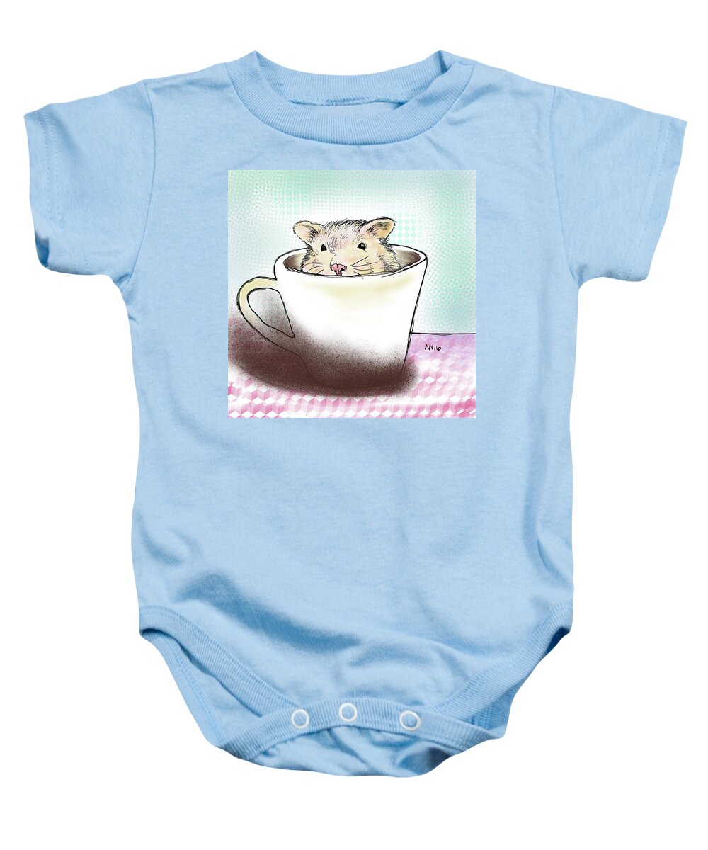 Hamster Baby Onesie featuring the digital art Super Cute Hamster by AnneMarie Welsh