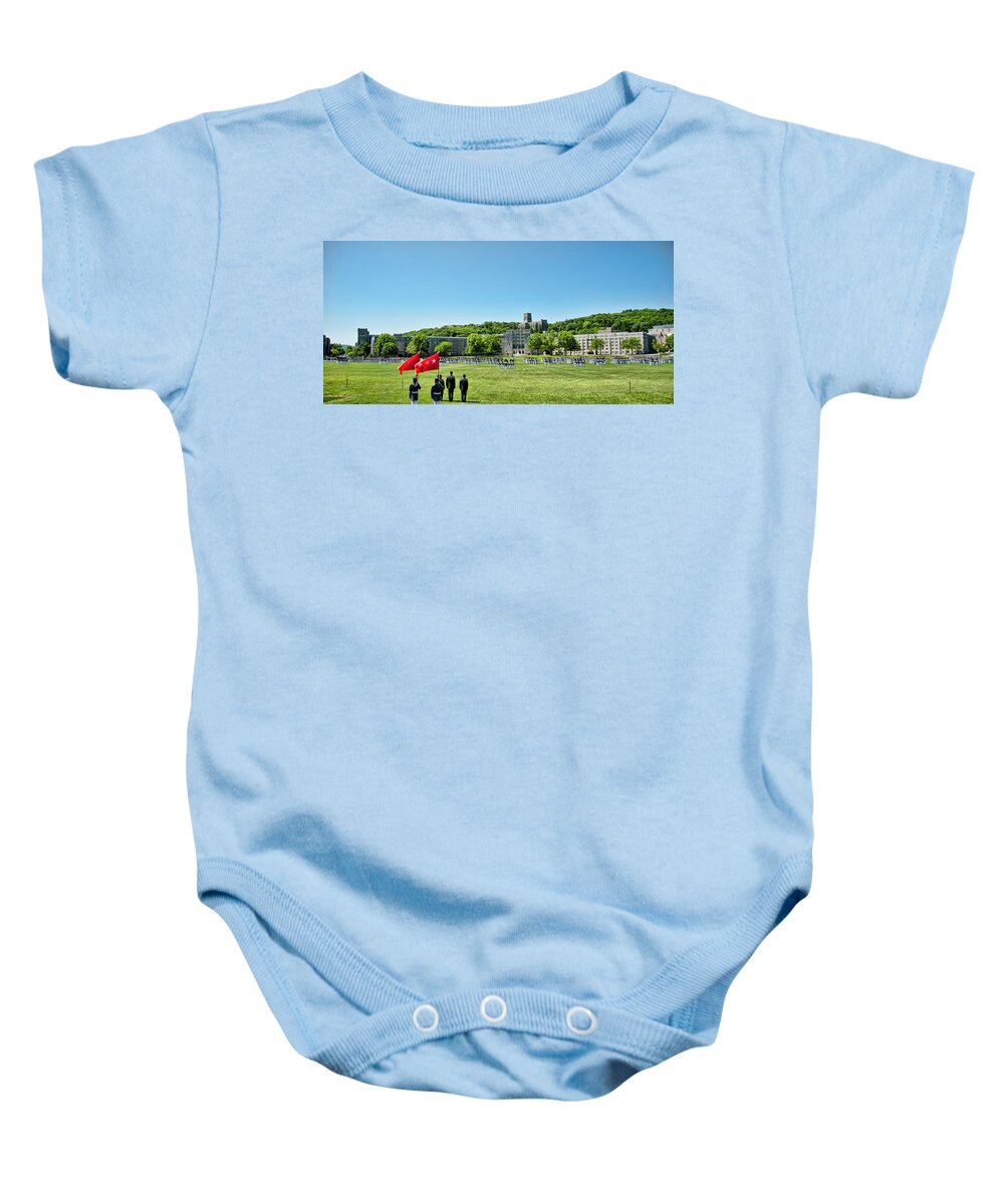 West Point Baby Onesie featuring the photograph Superintendent's Review Wide Angle by Dan McManus