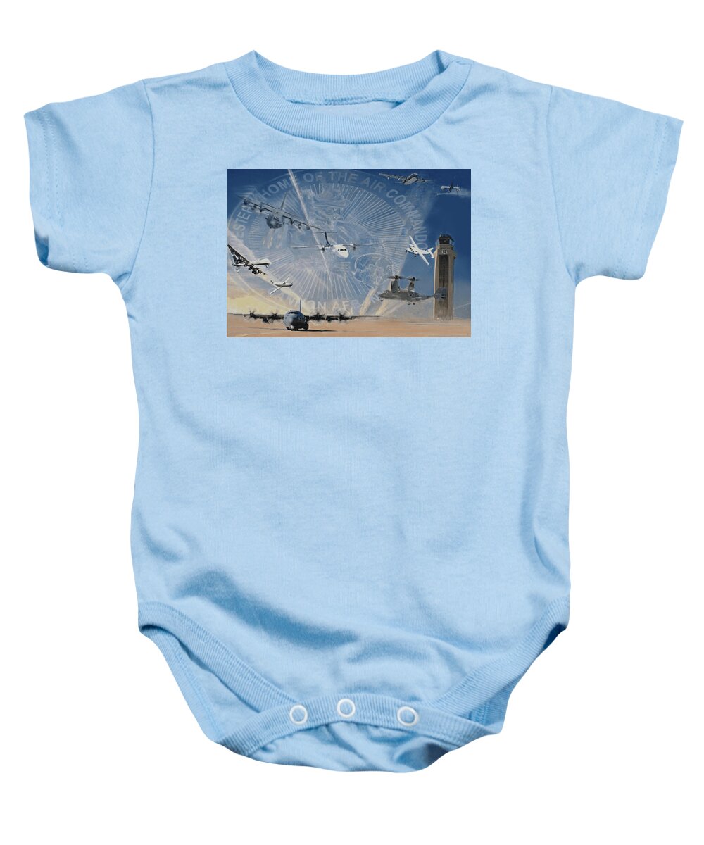 Usaf Art Baby Onesie featuring the painting Superior Support by Todd Krasovetz