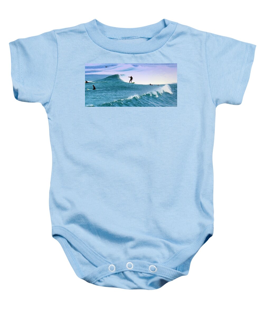 Surfing Baby Onesie featuring the photograph Surfing At Carmel Beach 2 by Joyce Dickens