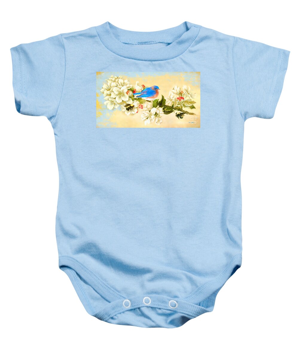 Bluebird Baby Onesie featuring the painting The Beautiful Bluebird by Tina LeCour