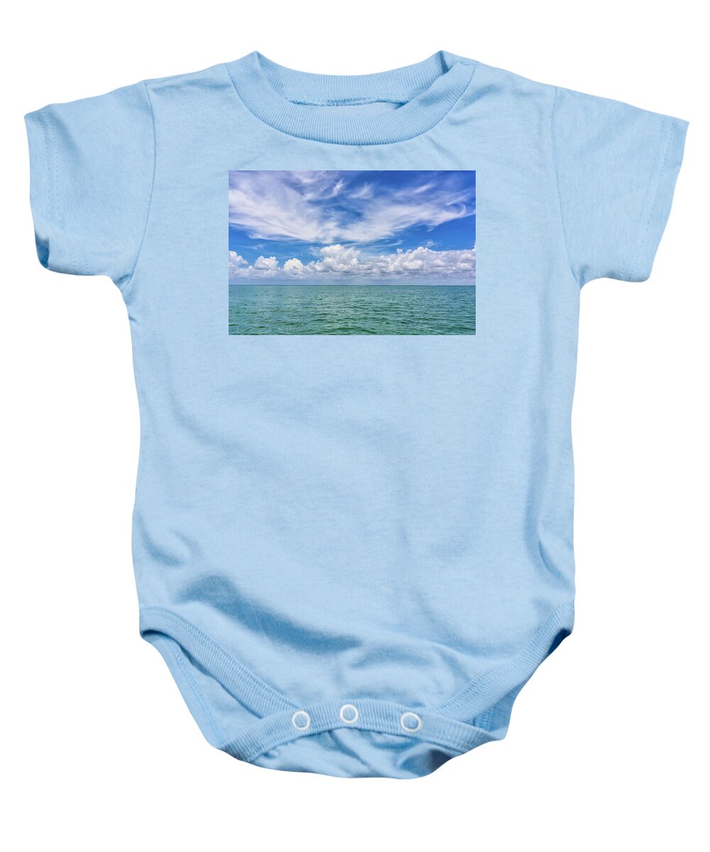 9/1/13 Baby Onesie featuring the photograph The Dance of Clouds on the Sea by Louise Lindsay