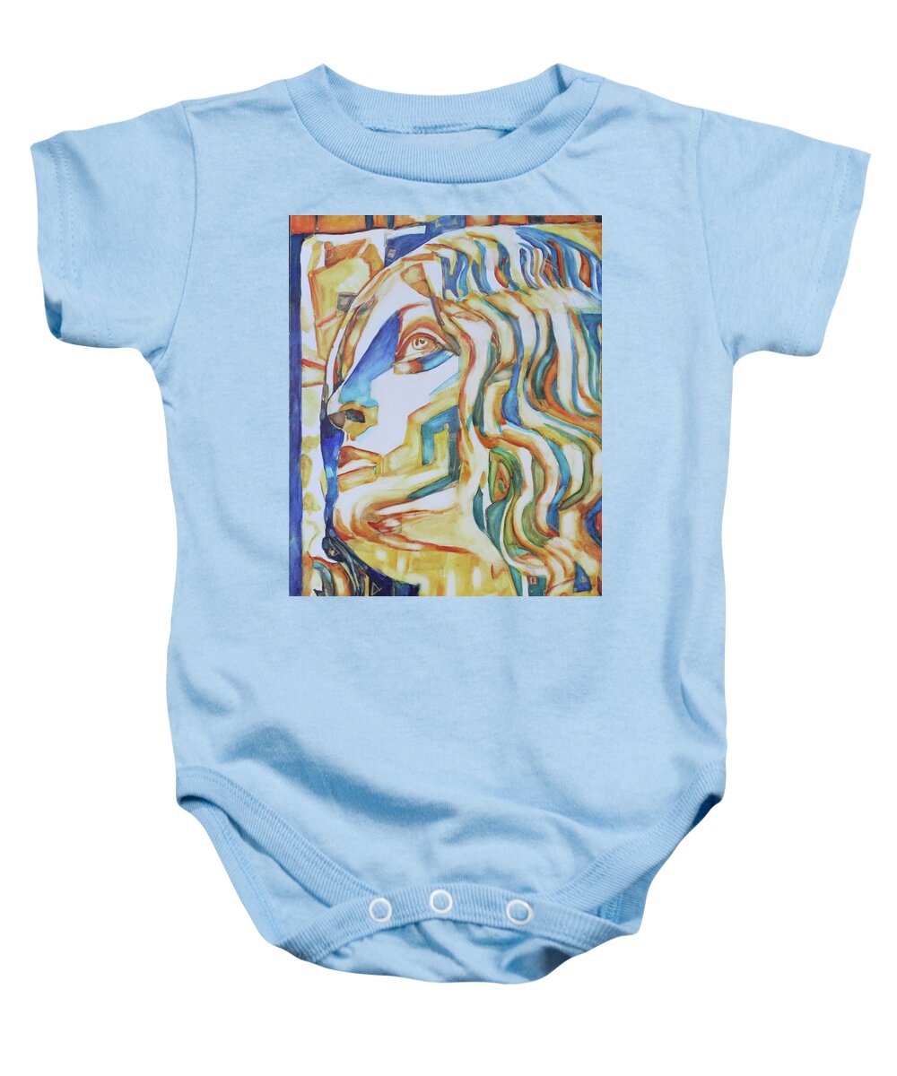 Watercolor Baby Onesie featuring the painting The Gaze - Inspired by Tullio Lombardo, 1460-1532 by Christiane Kingsley
