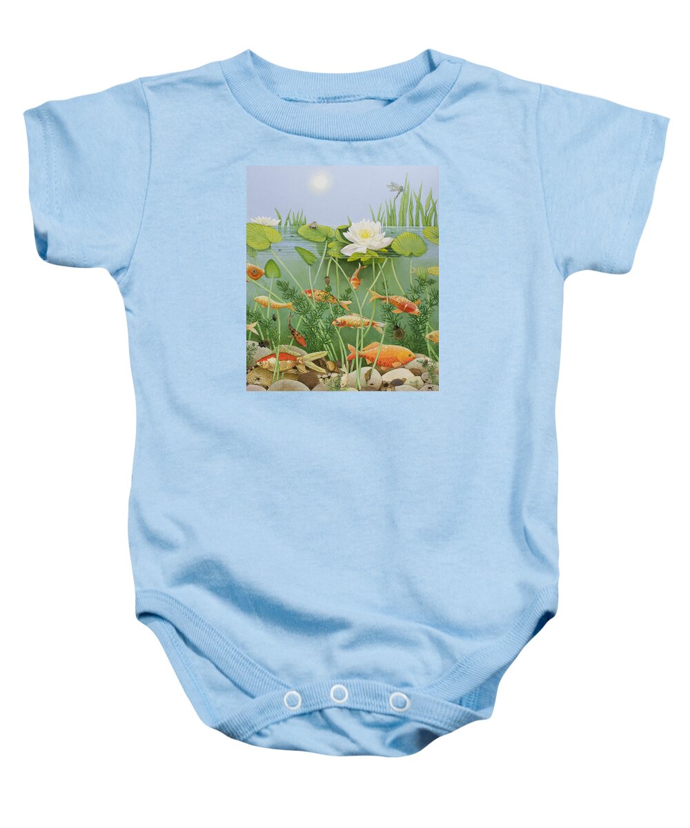 Aquatic Baby Onesie featuring the painting The Golden Touch by Pat Scott