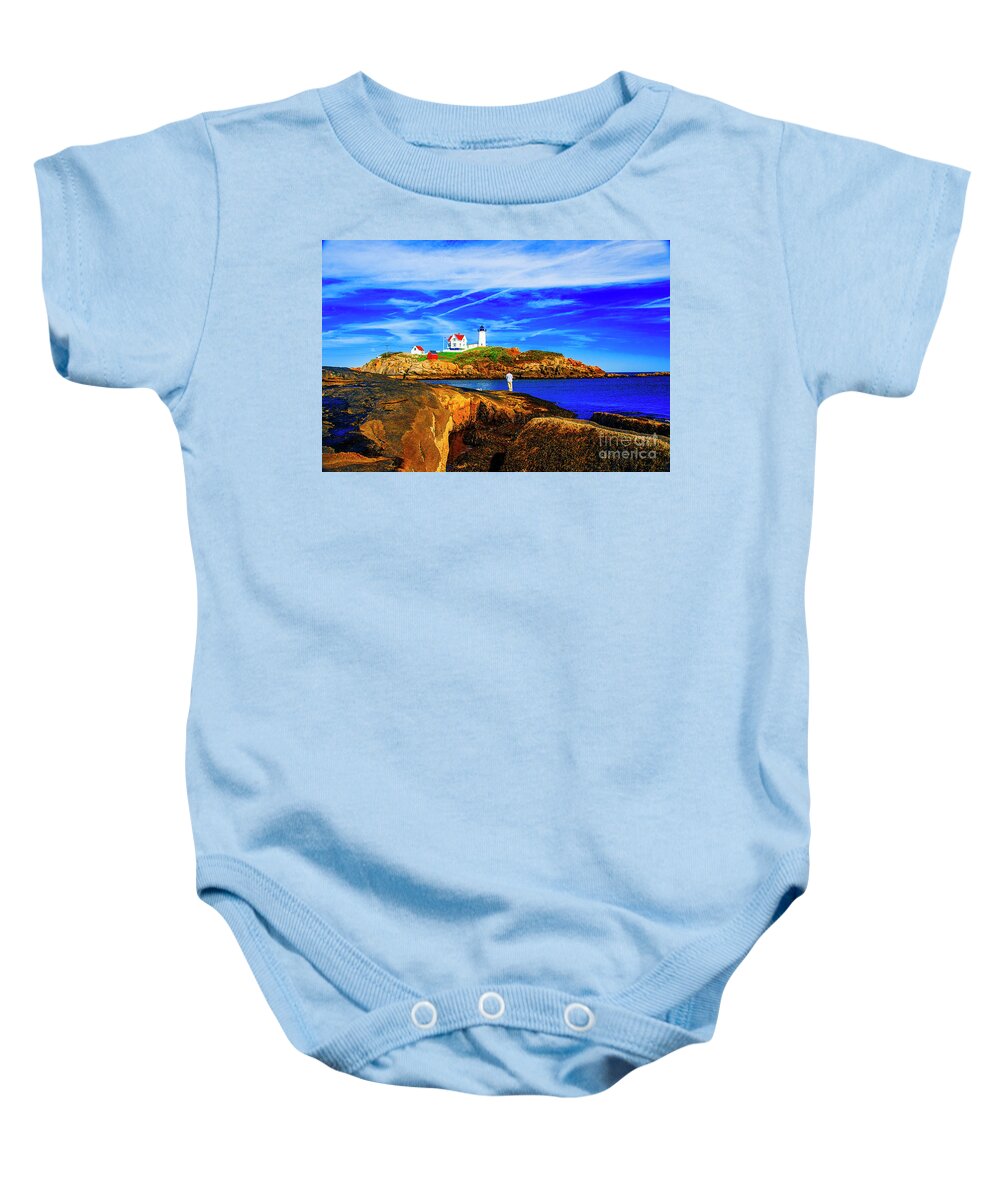 Maine Lighthouses Baby Onesie featuring the photograph The Nuble Look by Rick Bragan