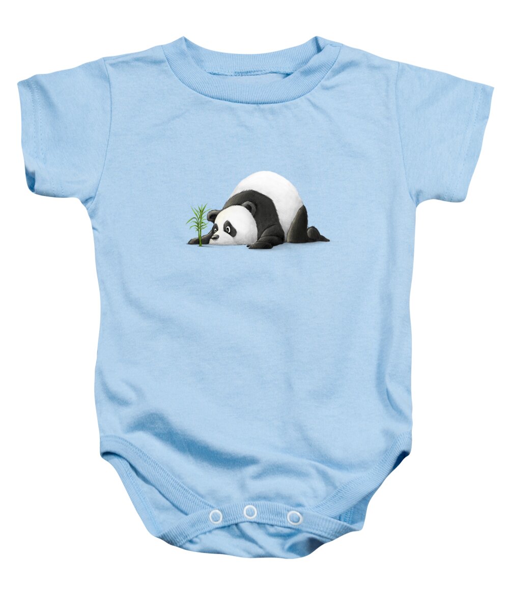Panda Baby Onesie featuring the digital art The Patient Panda by Michael Ciccotello