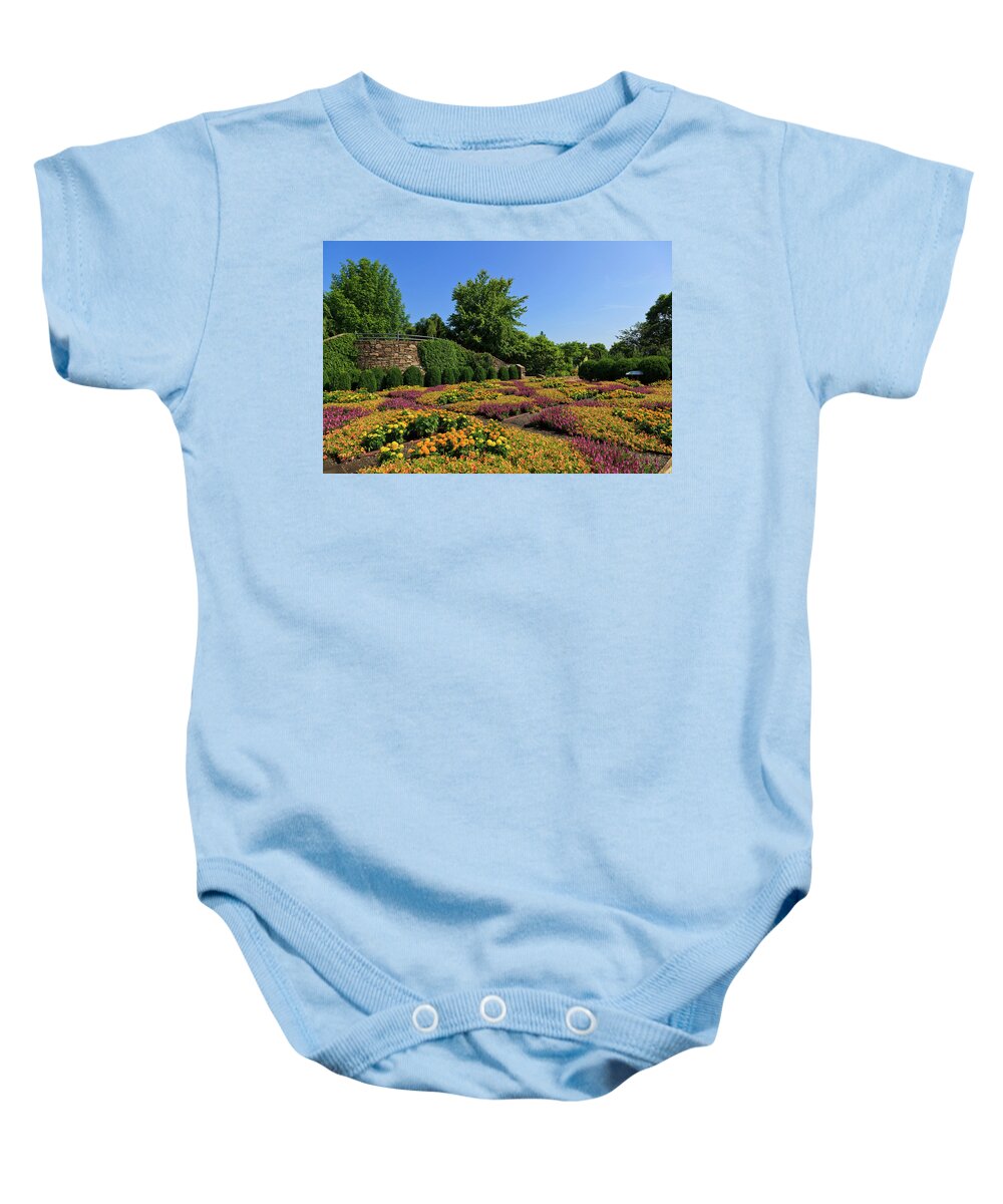 Arboretum Baby Onesie featuring the photograph The Quilt Garden by Jill Lang