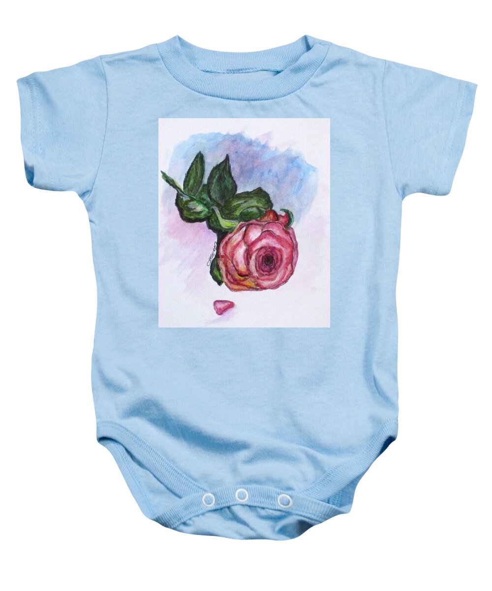 Roses Baby Onesie featuring the painting The Rose by Clyde J Kell