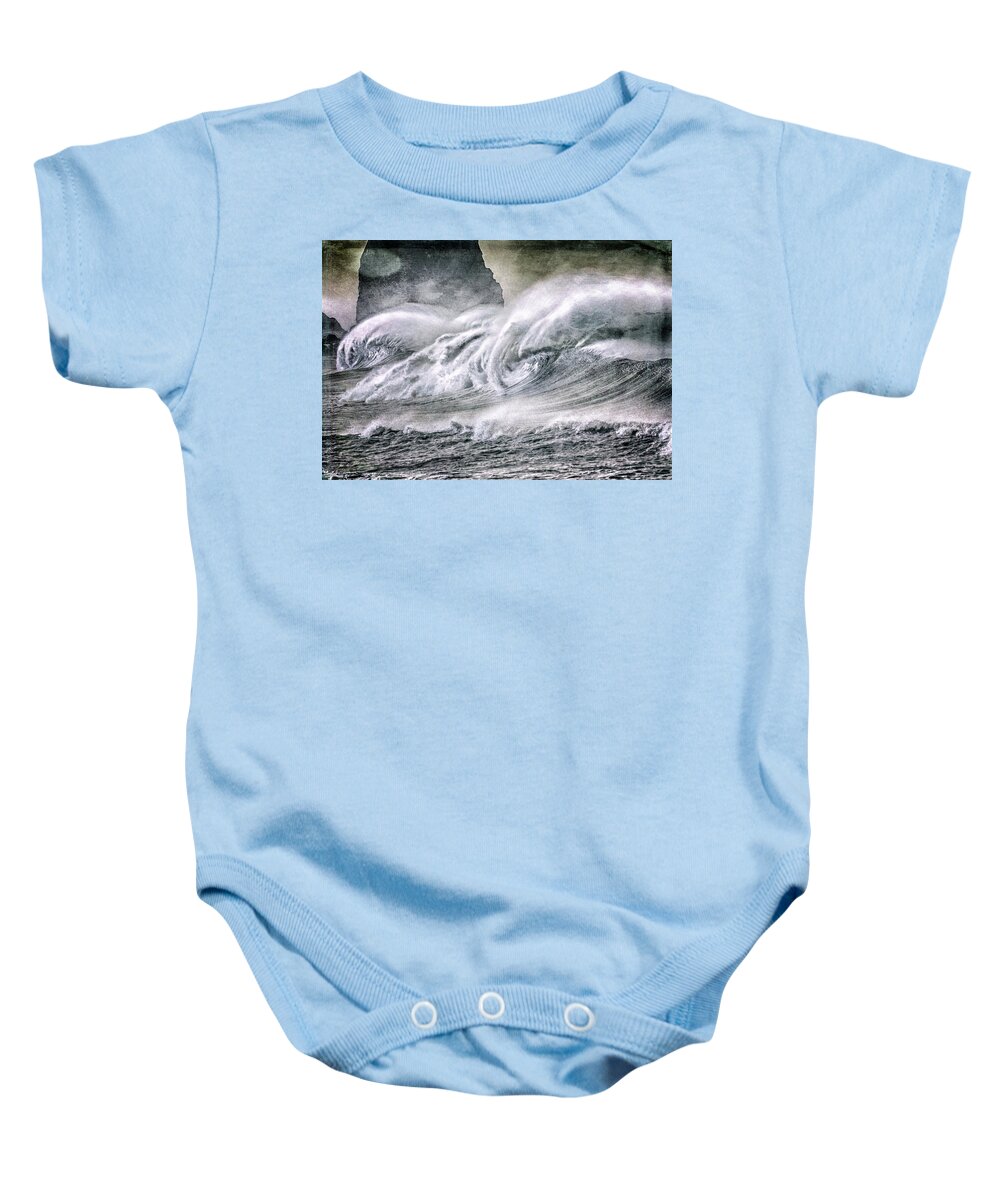 Surf Baby Onesie featuring the digital art The Surf by Mimulux Patricia No