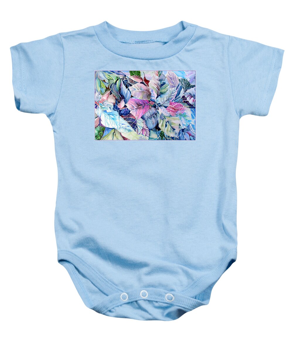 Poinsettia Baby Onesie featuring the painting The Touch of Silence by Mindy Newman