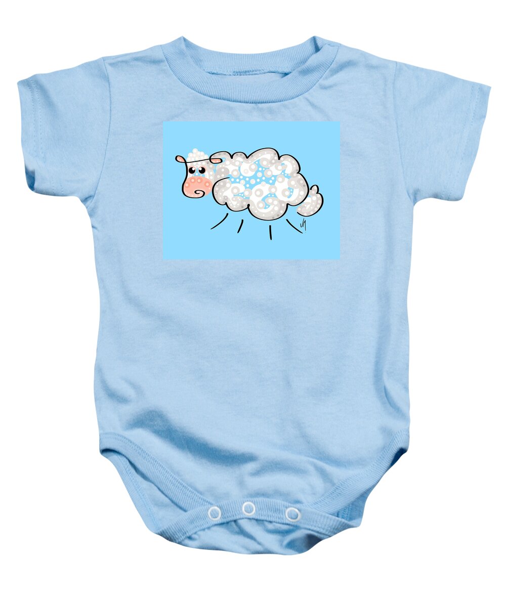 Sheep Baby Onesie featuring the painting Thoughts and colors series sheep by Veronica Minozzi