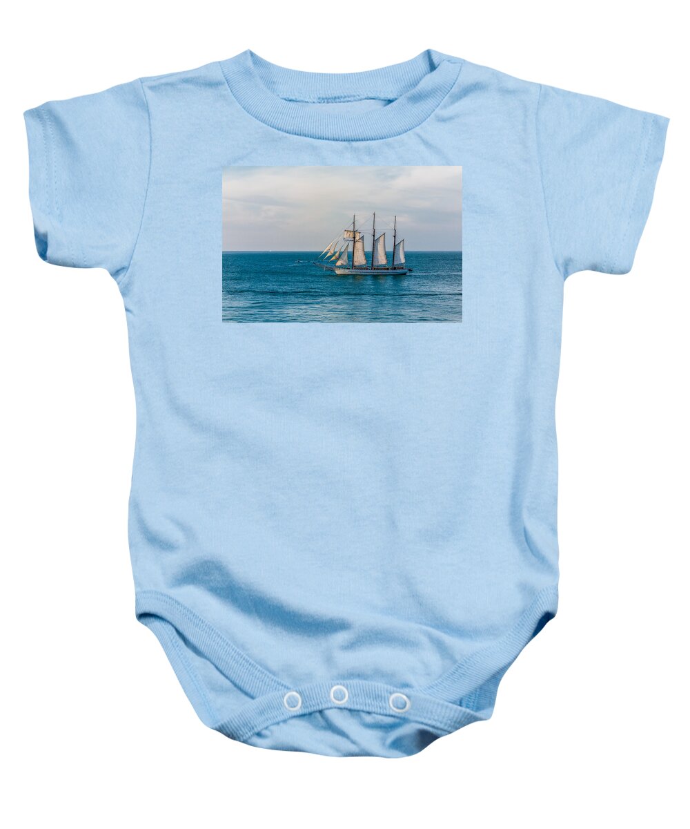 Adventure Baby Onesie featuring the photograph Three Masted Sailboat off Key West by Darryl Brooks