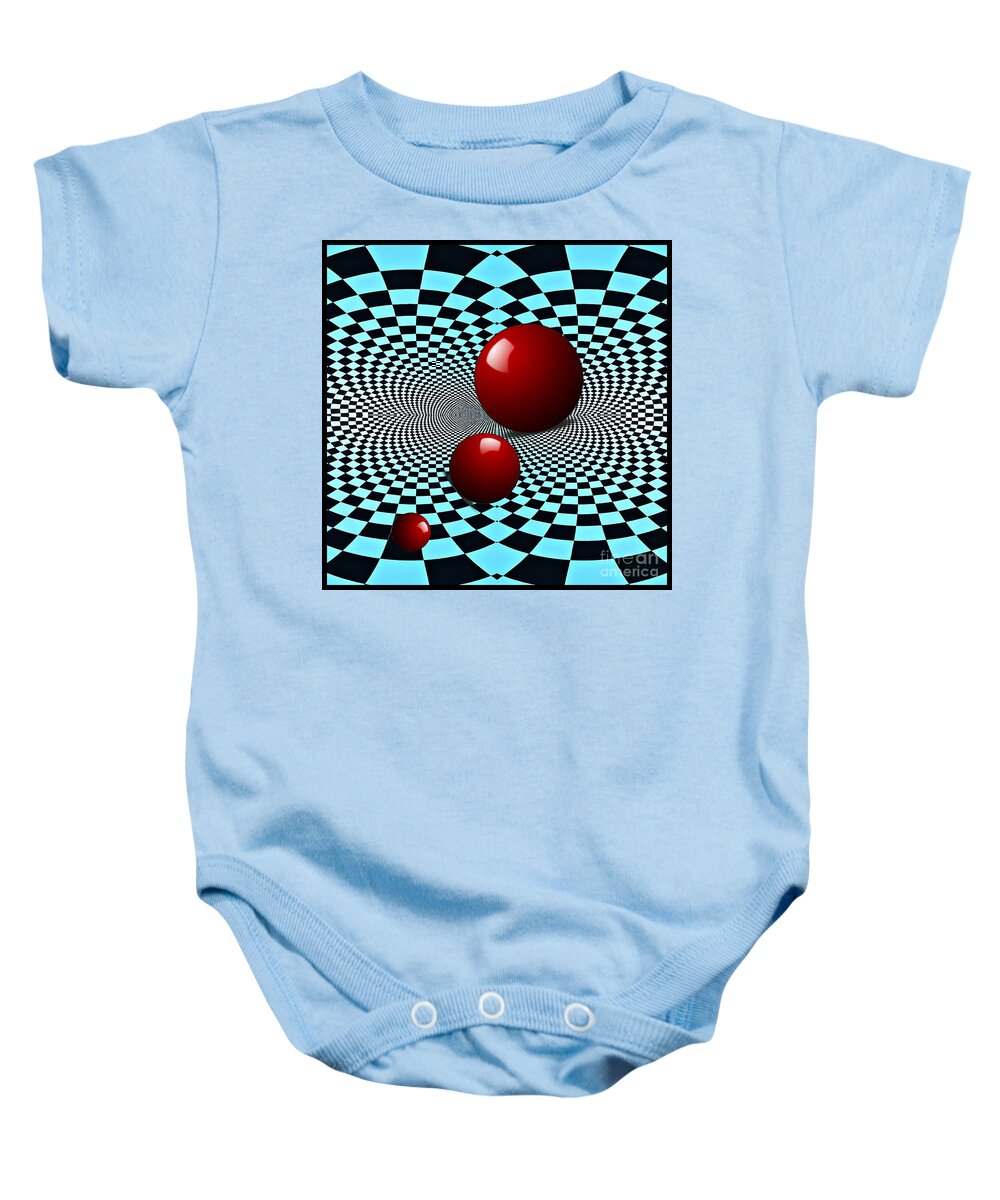 Circle Baby Onesie featuring the digital art Three Red Balls by Sarah Loft