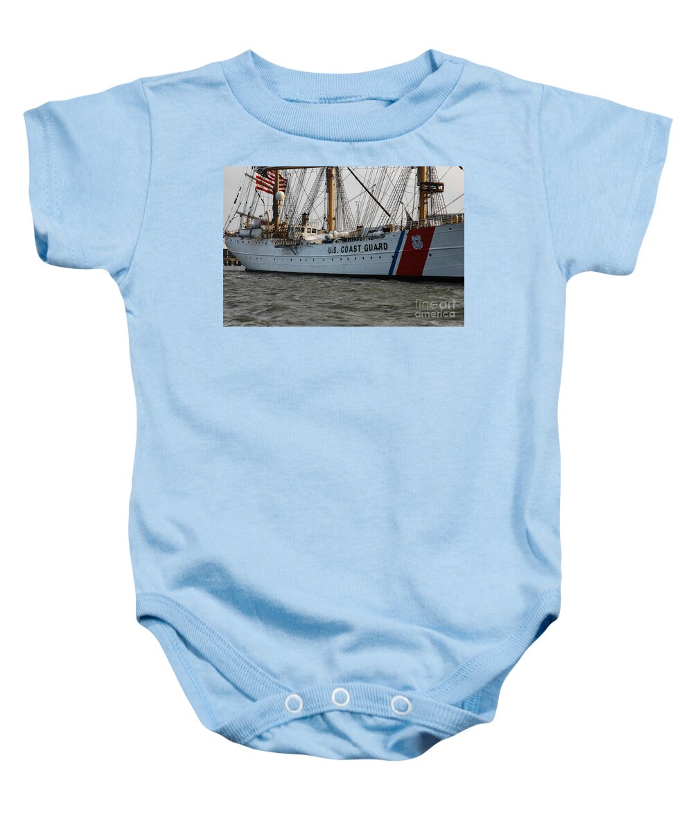 Tall Ship Uscg Barque Eagle Baby Onesie featuring the photograph Training Cutter by Dale Powell