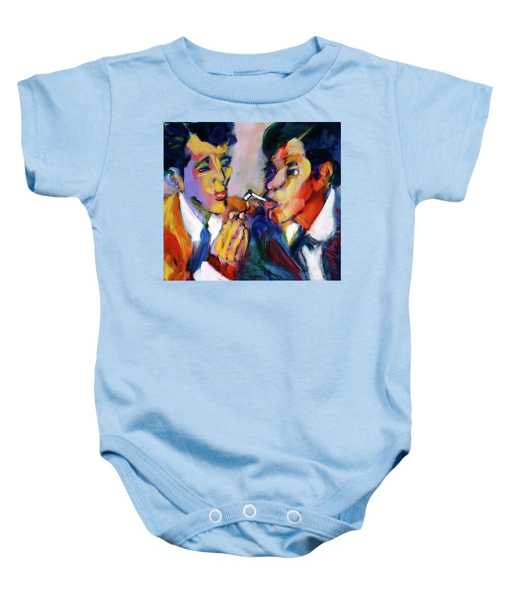 Portraits Baby Onesie featuring the painting Two Men On A Match by Les Leffingwell