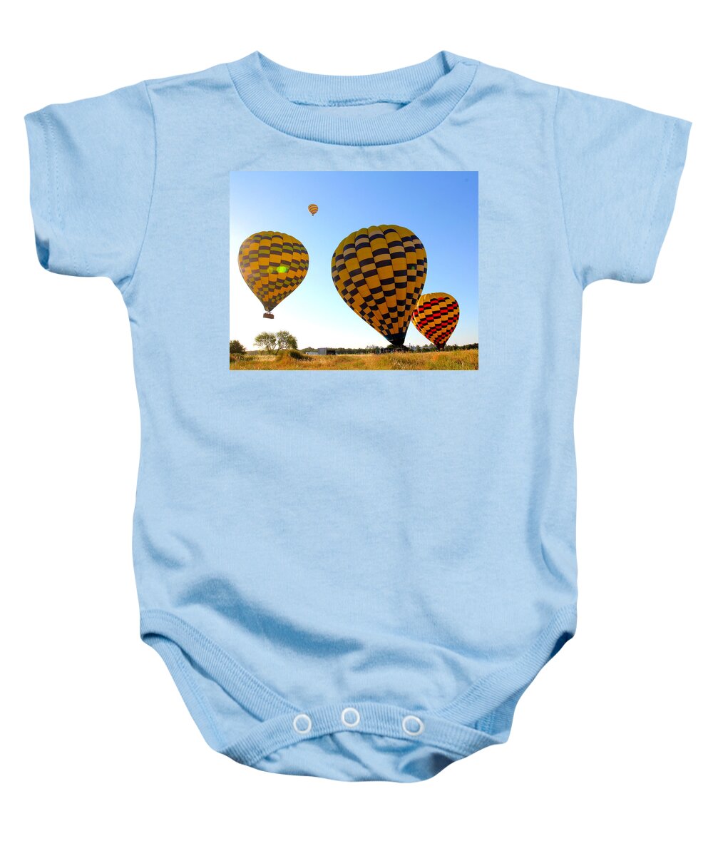 Hot Air Balloons Baby Onesie featuring the photograph Up Up and Away by Steve Natale